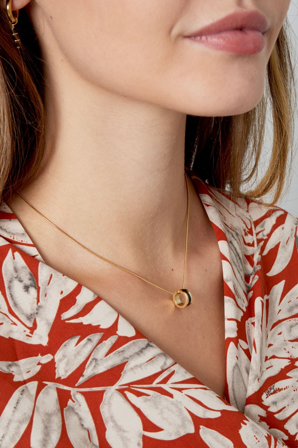 Necklace colored charm - Gold color/black h5Picture3